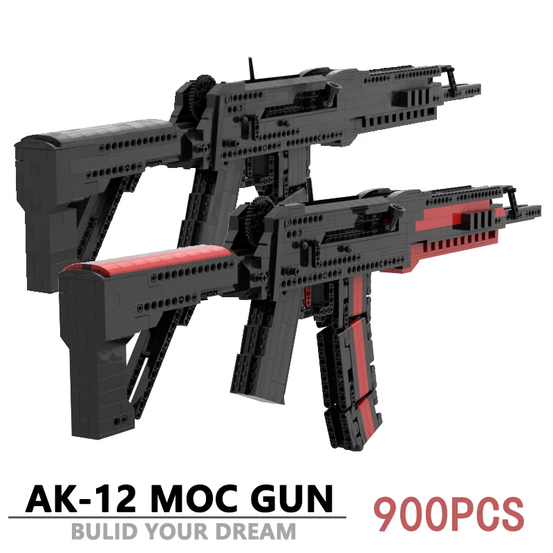 

Moc Bricks AK-12 Submachine Gun Building Blocks Burst Weapon Bullets Military WW2 Toys Technical City Police Swat For Adult