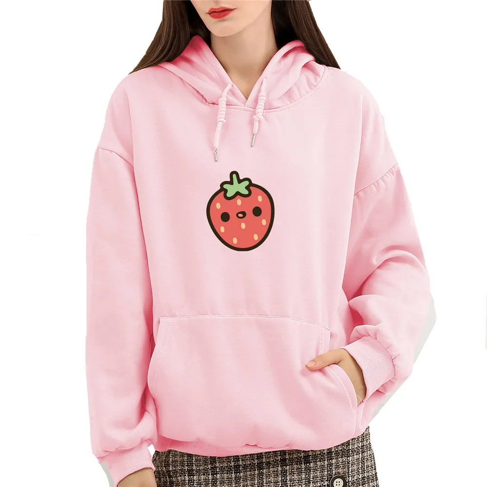 

Харадзюку кавайная клубнично-розовая теплая толстовка Свитшот Топы женские хлопковые свитшоты в стиле Kpop уличная одежда для школьниц