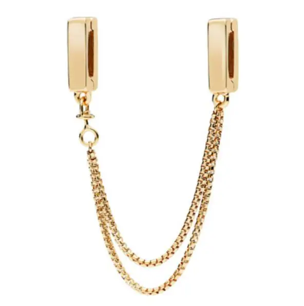

Genuine 925 Sterling Silver Reflexions Floating Chains Safety Chain Gold Fits Original Reflexions Pan Bracelet Jewelry