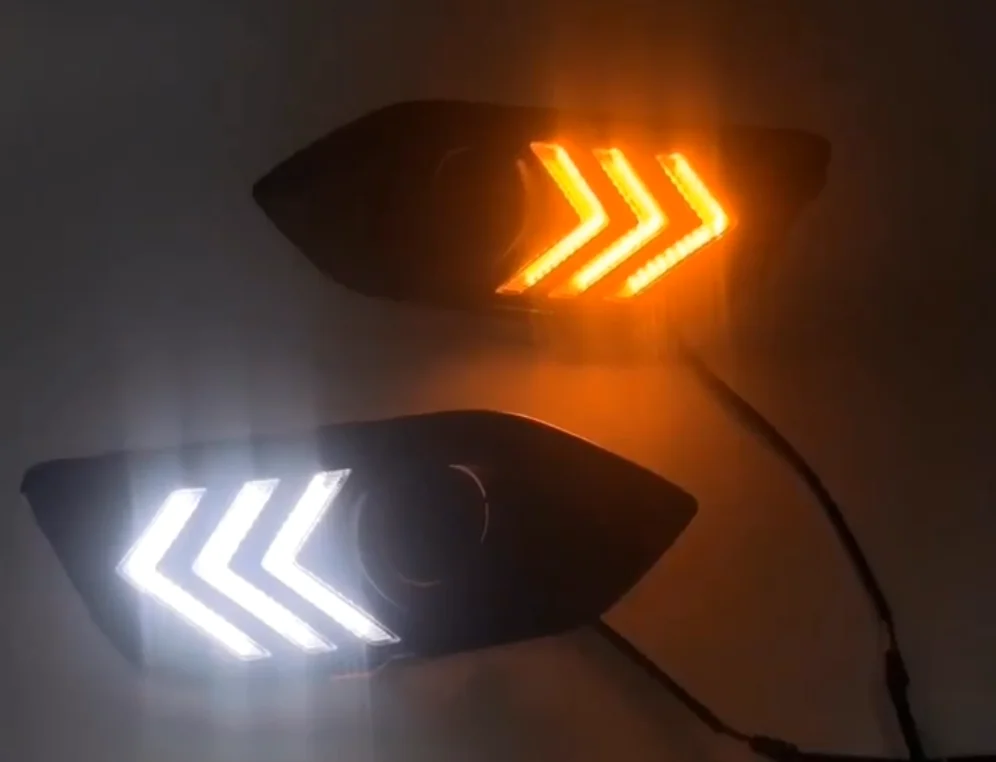 

Светодиодные дневные хосветильник Qirun drl + противотуманные фары, линзы проектора для Honda vezel HRV 2019 с желтыми поворотными сигналами