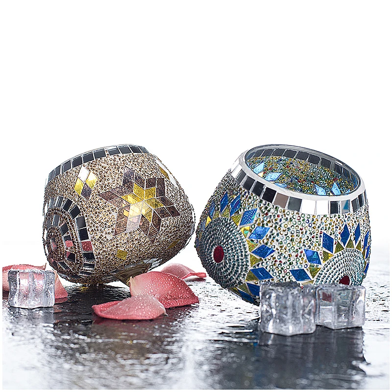 Мозаичный подсвечник ручной работы романтический для ужина свадьбы вечеринки