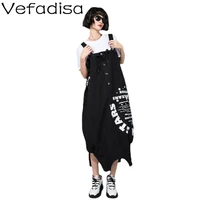 vefadisa 2022 summer new ladies dresses letter print dress black white loose thin suspender dress women tt021