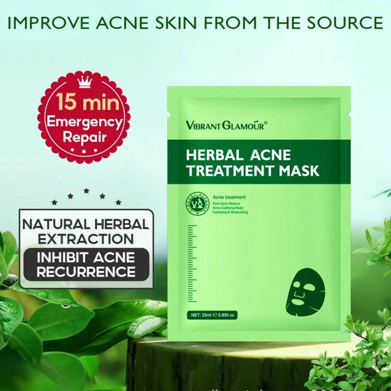 

Sheet Mask for Acne Prone Skin Herbal Extract Hydrating Moisturizing Skin Soothing Oil Control Blackhead Remover Wrapped Mask