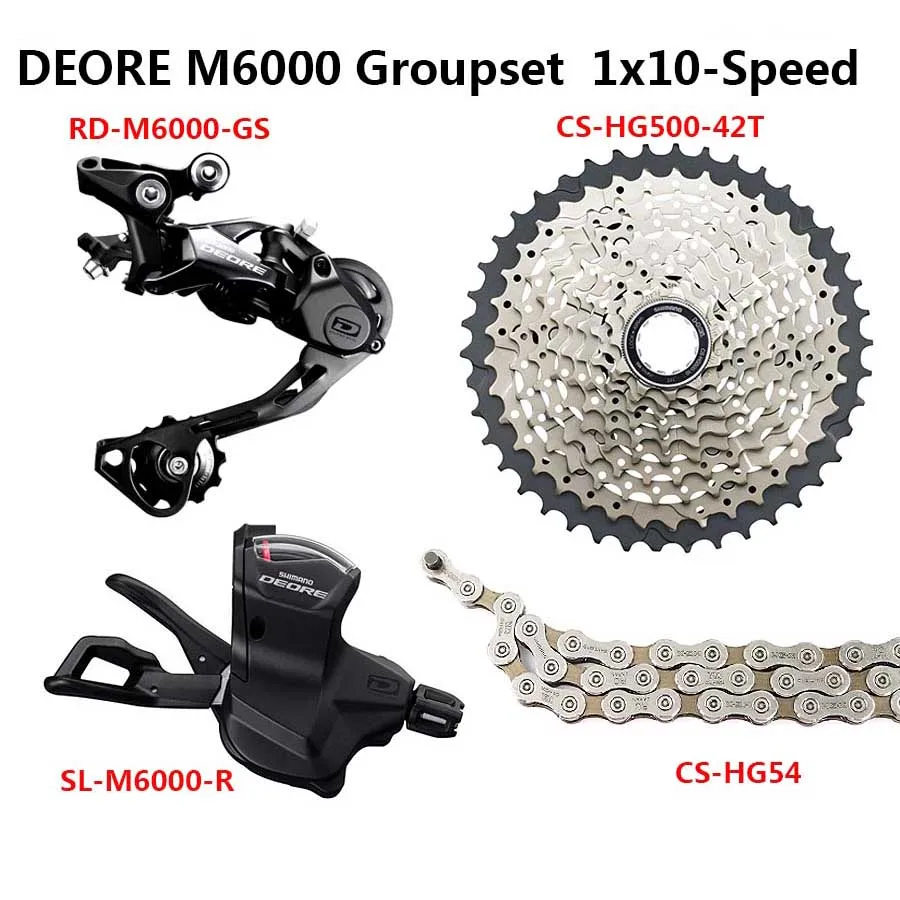 M6000 HG500 42T GS Shimano DEORE M6000 Группа Комплект горного велосипеда MTB 1x10-Speed 11-42 T/46 T M6000 переключатель заднего хода KMC цепь sunracing - Цвет: M6000 HG500 42T GS