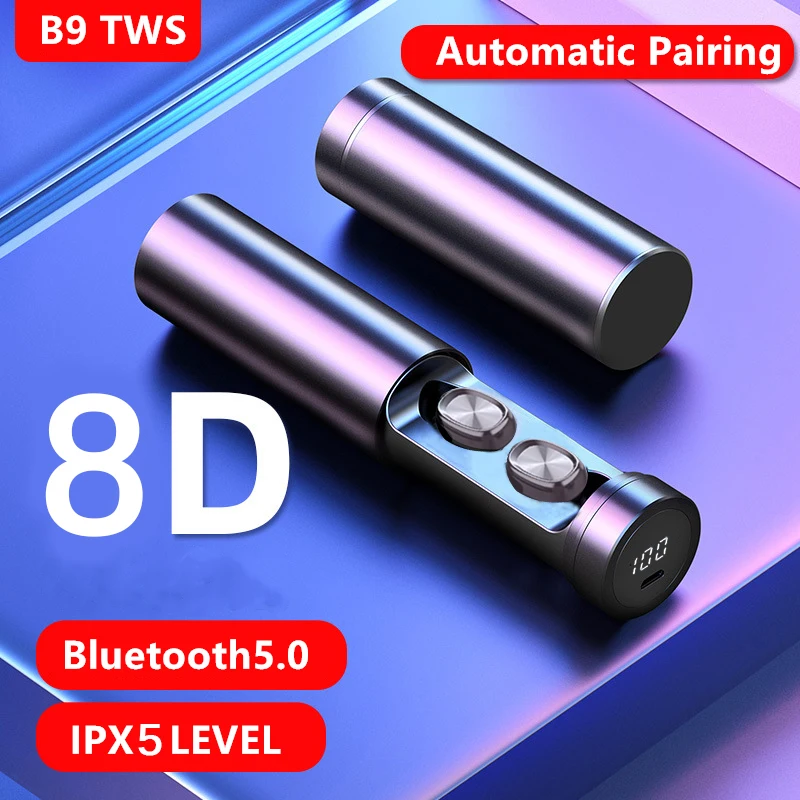 B9 наушники вкладыши TWS Bluetooth 5 0 беспроводной 8D HIFI спортивные микрофоном игровая