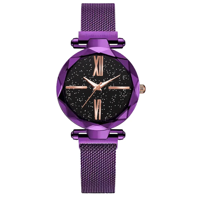 2979 Purple Модные звездное небо женские часы с магнитной пряжкой стильные розовые Золотые женские повседневные кварцевые наручные часы уникальные женские часы для девочек - Цвет: 2979 Purple