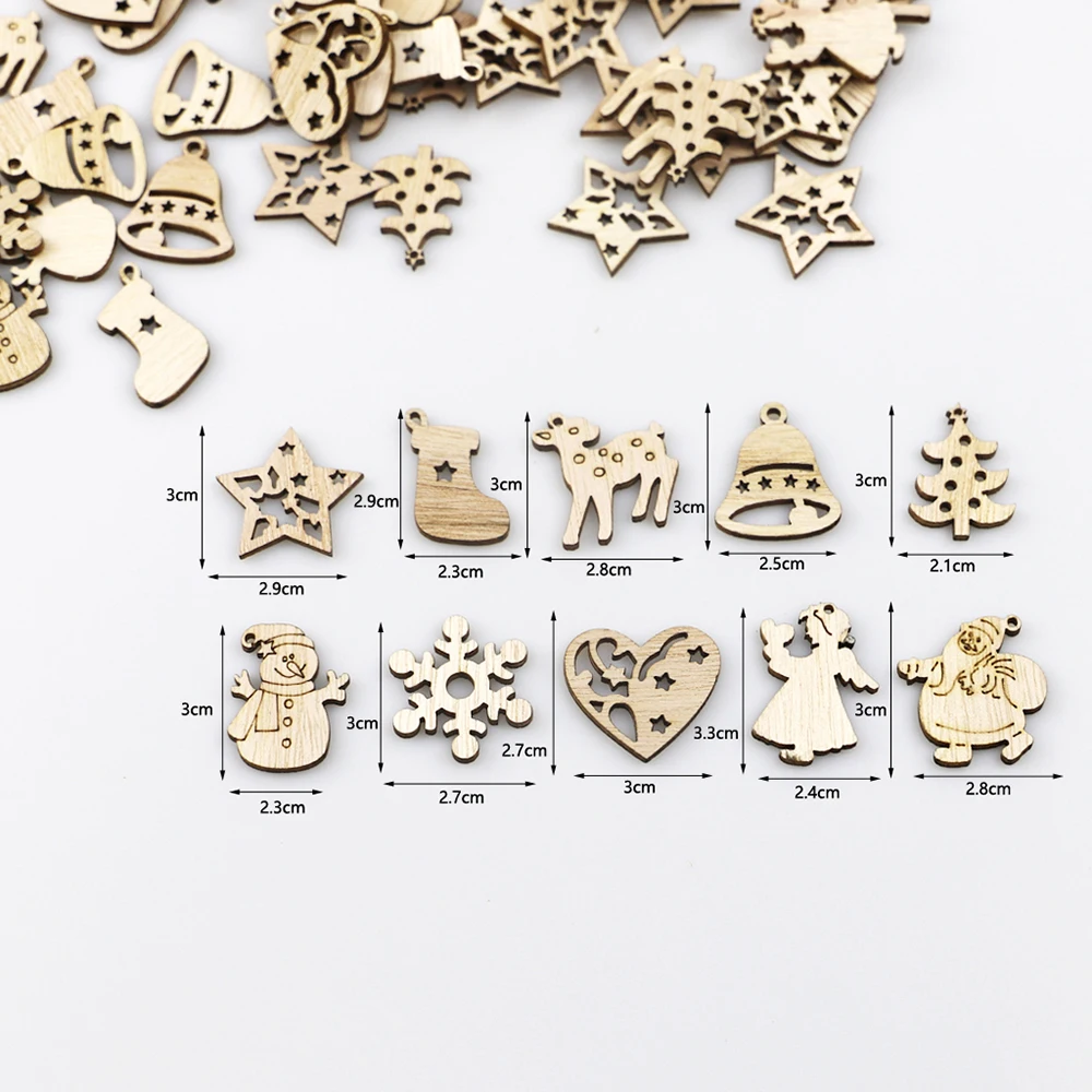 100 шт. деревянные рождественские украшения мини-украшения для елки Санта-Клаус