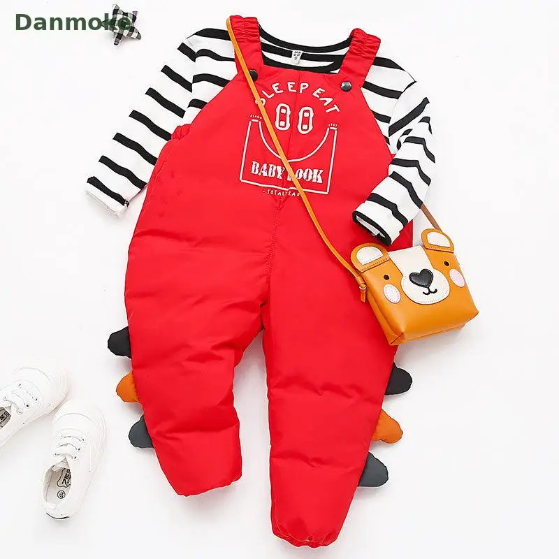 Danmoke/детские штаны утепленные хлопковые узкие для девочек маленьких мальчиков