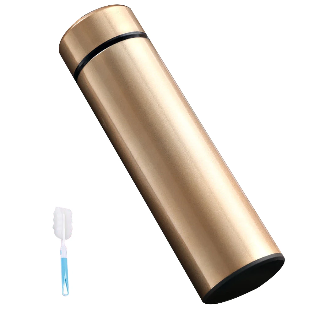 Golden with Brush Дропшиппинг 304 нержавеющая сталь Интеллектуальная термоизоляционная вакуумная колба термос кофейная чашка дисплей температуры на заказ - Color: Golden with Brush