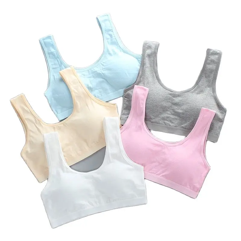 

5 шт./лот, хлопковый спортивный бюстгальтер для девочек, От 8 до 18 лет, детская спортивная одежда, бюстгальтеры, подростковое нижнее белье