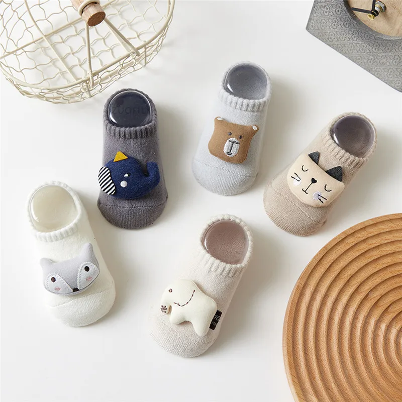 Autumn Winter Cute Cartoon Soft Cotton Baby Socks Shoes Kids Infant Toddler Floor Casual Anti-slip Sock Newborn Grip Slippers |
