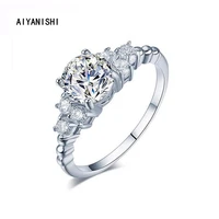 aiyanishi vintage 925 sterling silver wedding rings 1 5ct round cut finger rings for women silver engagement jewelry gifts