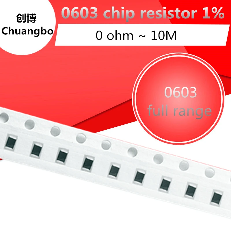 100 шт. резисторов чип SMD 0603 1% 1/10 Вт сопротивления 0 Ом ~ 10 МОм 0Р 1К 4,7К 4К7 10К 100К 1 10 100 220 330 1Р 10Р 100Р 330Р включенных.