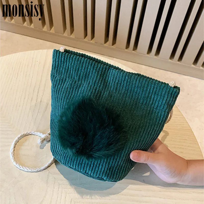 Monsisy зимняя детская сумочка для монет Детский кошелек сумка девочек Вельветовая