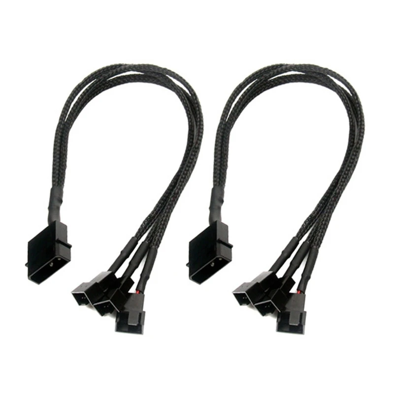 

T3EB PWM разветвитель вентилятора 4-контактный кабель адаптера с длинными рукавами Плетеный для Процессор разветвитель вентилятора