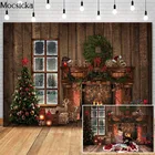Mocsicka Рождественский фон для фотосъемки с изображением окна снега камина игрушки подарка украшения для фотостудии реквизит для фотосъемки