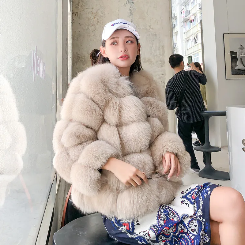 Ins Fashion Real Fur Coat Women Winter Jacket Natural Fox Fur Outerwear 2020 Luxury Solid Thick Warm Fur Coats Women Clothing