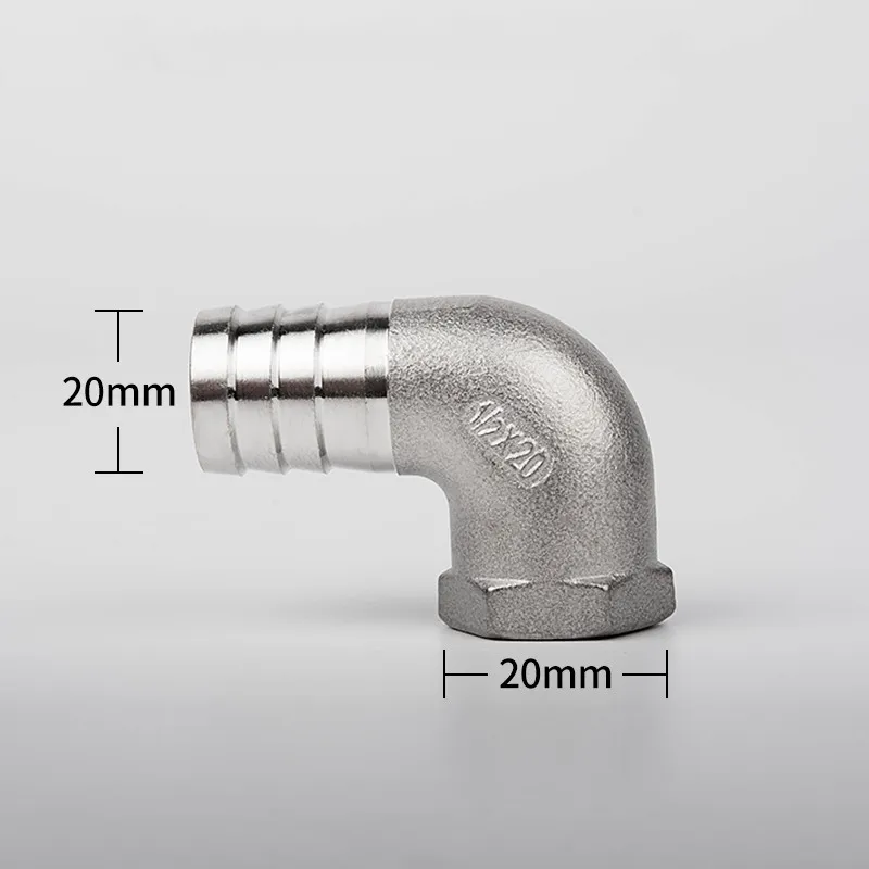 

1/2'' BSP Female Thread x 20mm 304 Stainless Steel Elbow Connector Barb Hose Tail Reducer Pagoda Joint Coupling Pipe Fitting