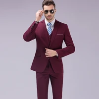 2020 autumn new solid color large size mens single row one buckle suit business three pieces fashion korean groom