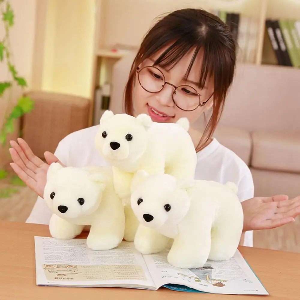 

25/30CM soft stuffed polar bear Toys snow white short plush baby's favorite gift office and car decoration doll