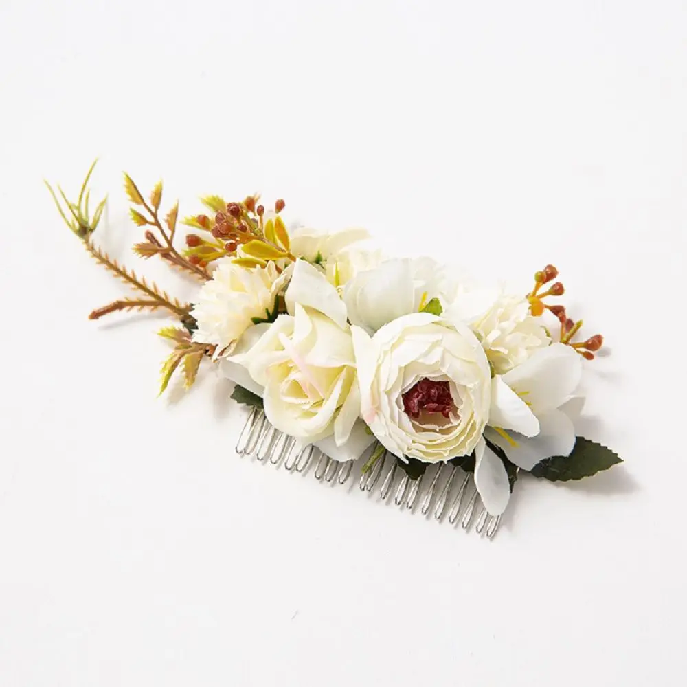 

1PC Sweet Accessories Jewelry For women Rose Flower Hair Pins Retro Combs Wedding jewelry Brides Hair Comb