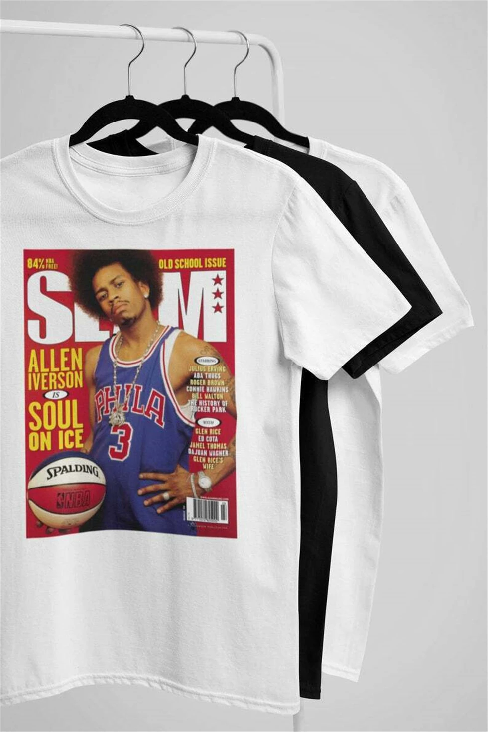 Allen Iverson Slam Cover Футболка Ai рубашка Бесплатная доставка футболка|Мужские футболки| |