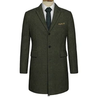 warm tweed long coat dark green herringbone custom made 2020 tweed medium long jacket mid length coats mid length winter coat