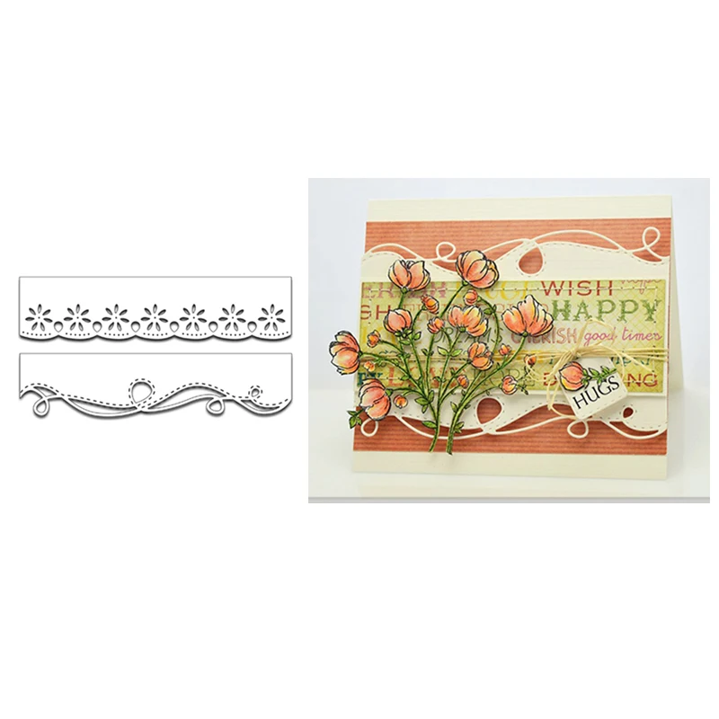 

2 типа трафаретов для скрапбукинга с кружевной каймой, изготовление бумажных открыток, декоративное ремесло