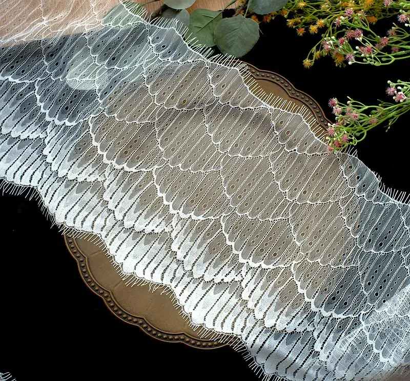 Изысканные Белые ресницы 3 метра кружевные аксессуары Ручная работа шарф шаль |