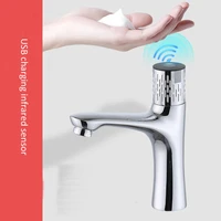 rrw basin faucet lntelligent sensor faucet usb charging automatic infrared sensor tap sink faucet silver waterfall faucet