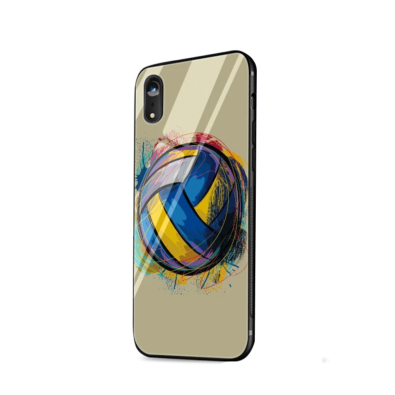 Volleyball Painted Glass Case For iPhone 5 5s SE 6 6s 7 8 Plus 11 Pro X XR XS Max Cover |