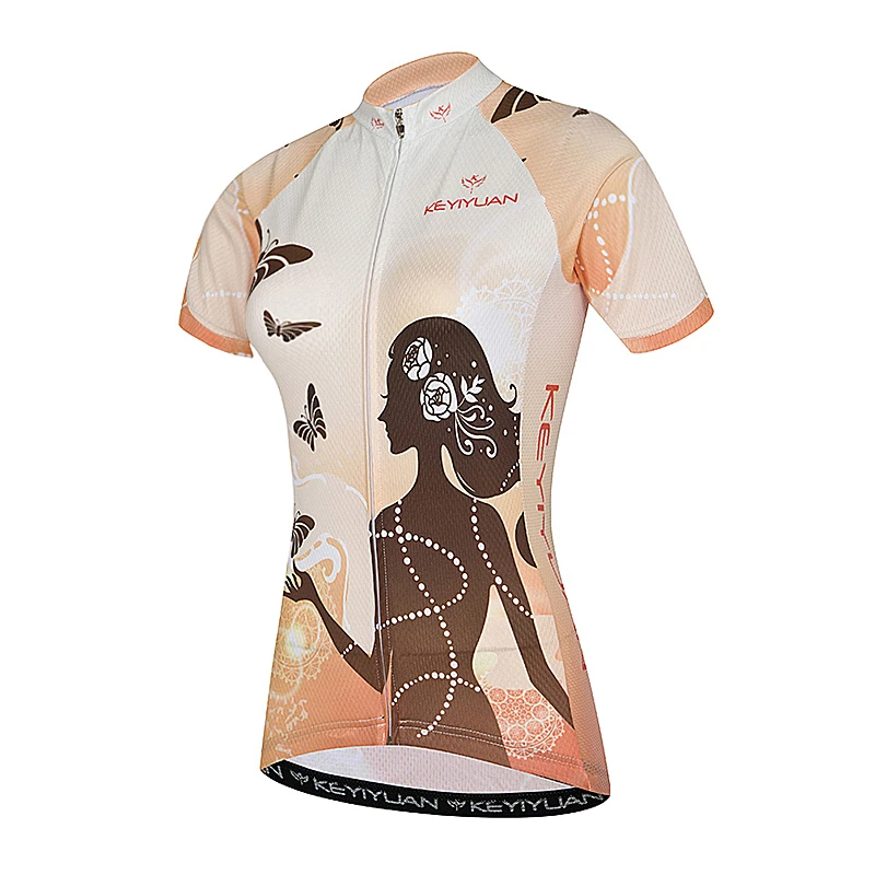 

KEYIYUAN New Retro Cycling Jersey Women Short Sleeve MTB Sweat Shirt Summer Outdoor Bike Clothing Top Riding Bicycle Clothes