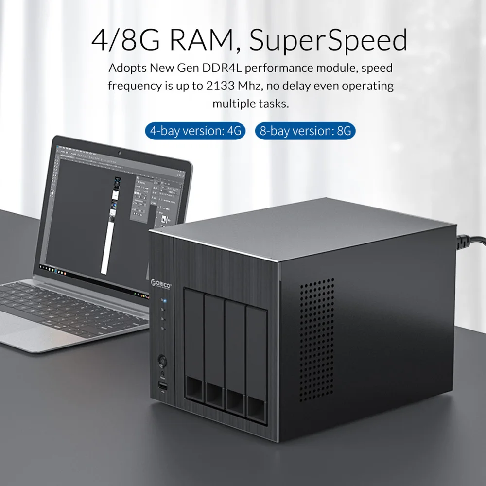 Сетевое хранилище ORICO OS Series NAS 2 5 3 'Ɗ Bay с RAID Gen7 SATA к USB3.0 HDMI RJ45 Аудио 48 ТБ EU Plug HDD