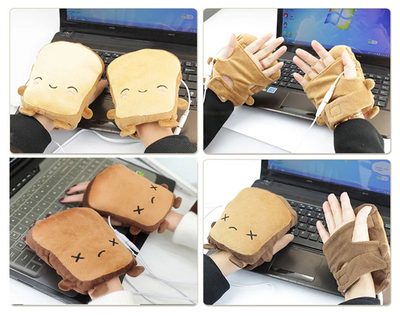 1 пара, USB грелки для рук, теплые перчатки для рук, зимние перчатки без пальцев, рождественский подарок, новое поступление