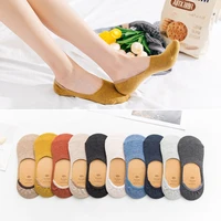 10 pieces 5 pairs women cotton no show socks non slip summer solid color silicone socks felmen thin invisible slipper socks