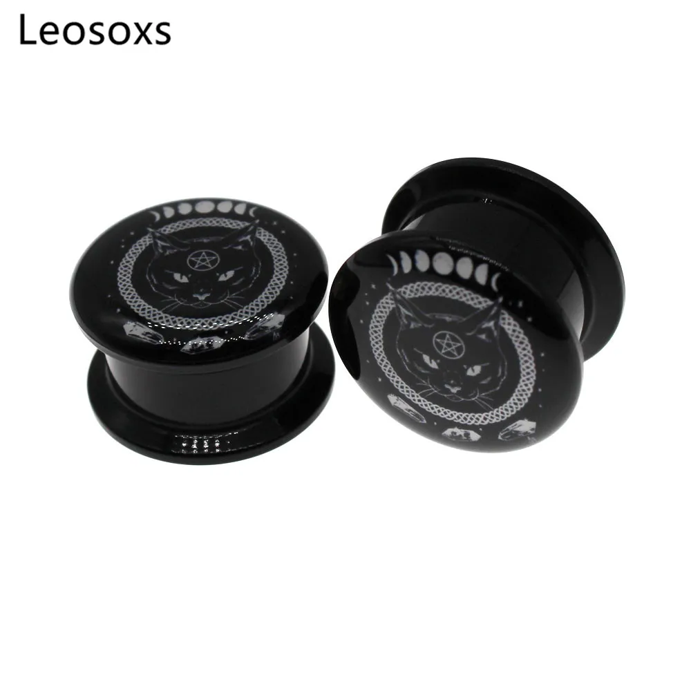 Leosoxs 2 шт. взрывоопасных личность акрил с принтом головa кота ухо расширитель