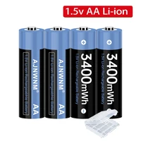 100 brand new aa battery 3400mwh 1 5v lithium ion battery aa rechargeable battery remote control toy lamp battery