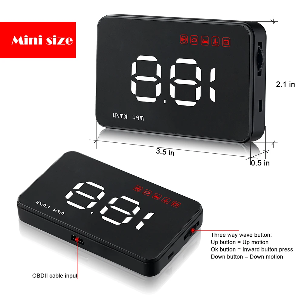

Car Head Up Display White light A1000 HUD Auto Display GPS Head Up Display Windshield Driving Speed Projector