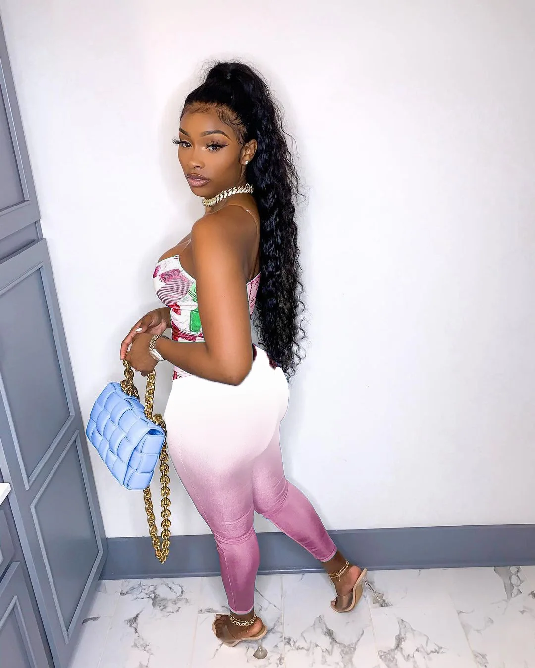 Градиентный Женский корсет из двух предметов летний сексуальный топ с открытыми