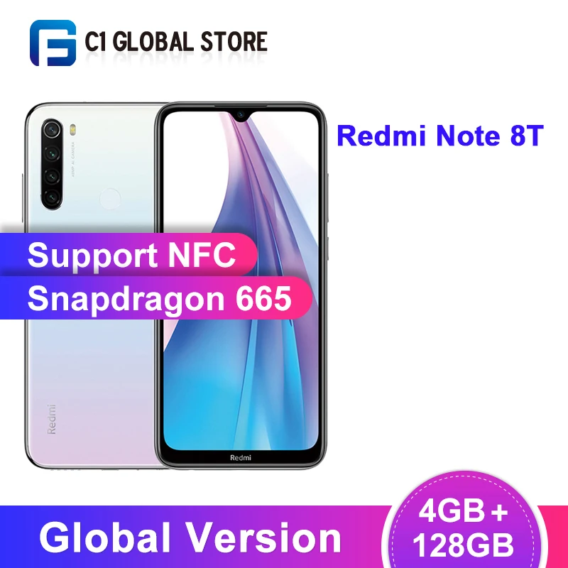 Смартфон Xiaomi Redmi Note 8T с глобальной версией 4 Гб 128 ГБ Восьмиядерный процессор Snapdragon