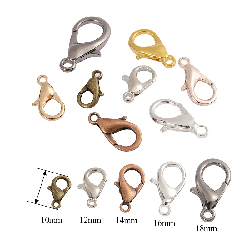 Античная бронзовая застежка-карабин крючки для ожерелий и браслетов 100 шт./лот 10-18