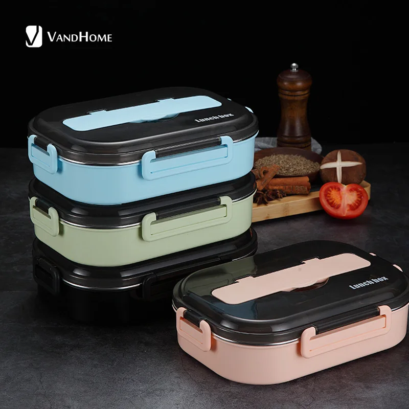 

VandHome Japanese Kids Lunch Box With Tableware Bowl 304 Stainless Steel Food Container With Compartments Microwave Bento Box