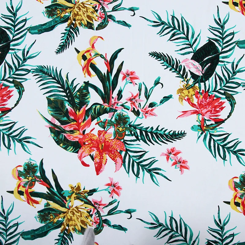 

New Zuoji Linen Chiffon Printed Fabric For Ladies Fashion Dress Skirt Fabric Floral Digital Printed Fabric