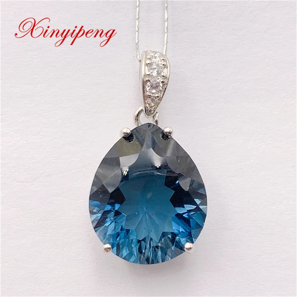 

Xin Yipeng Fine Gemstone Jewelry Real S925 Sterling Silver Inlaid Blue Topaz Pendant Anniversary Gift For Women Free Shipping