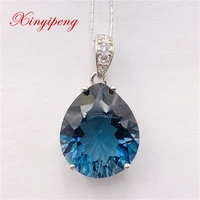 xin yipeng fine gemstone jewelry real s925 sterling silver inlaid blue topaz pendant anniversary gift for women free shipping