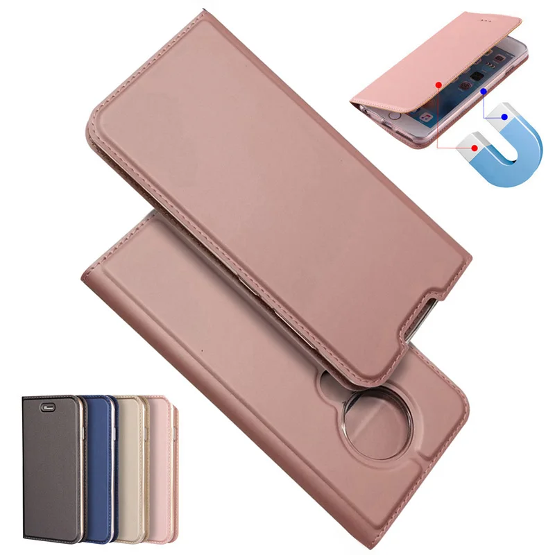 Кожаный чехол кошелек с откидной крышкой и магнитным слотом для карт Nokia 7 2 6