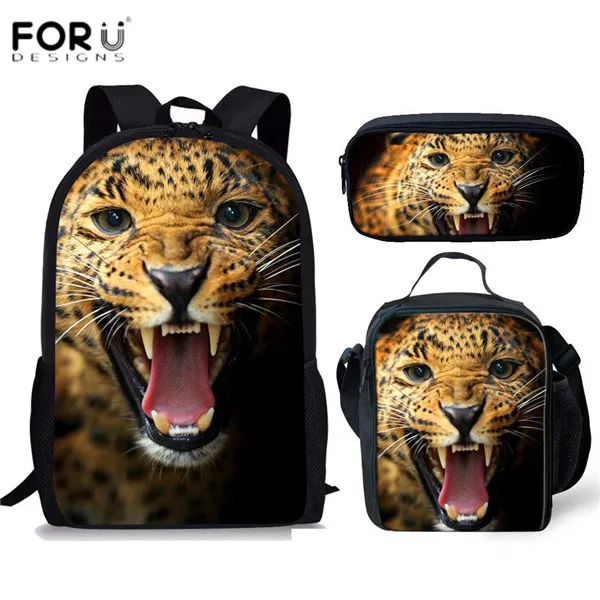 FORUDESIGNS/3D крутые студенческие сумки с принтом гепарда для мальчиков подростков