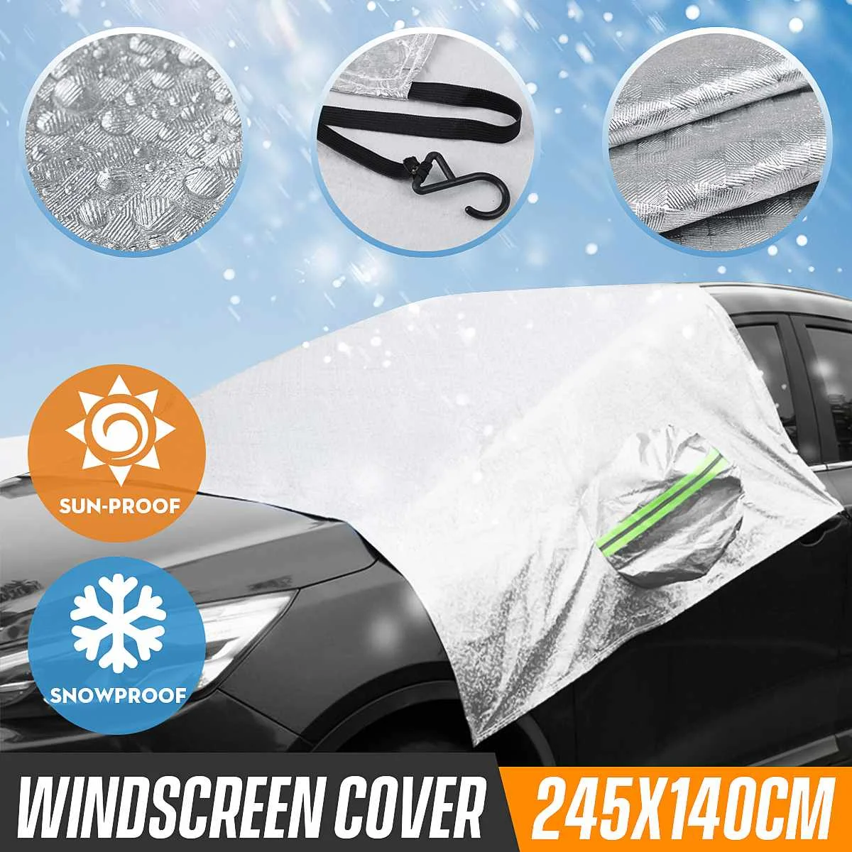 

Winter Thickening Car Windshield Cover Rear View Mirror Covers Outdoor Anti-frost dustproof heatproof fit sedan SUV Hatchback