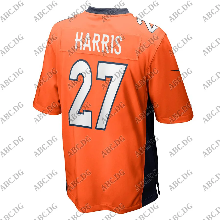 

Customized Stitch American Football Jersey Men Women Kid Youth Denver Davontae Harris Orange Game Jersey