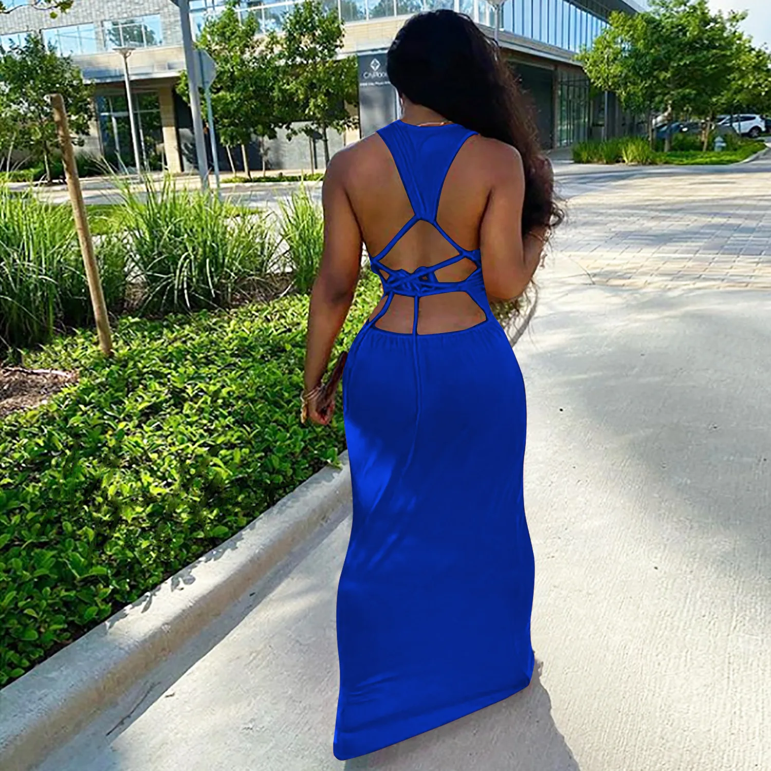 

Sexy Hollow Out Backless Maxi Dress Womens Clothes Sleeveless Long Summer Dresses for Women Casual Vestidos D42-CC29